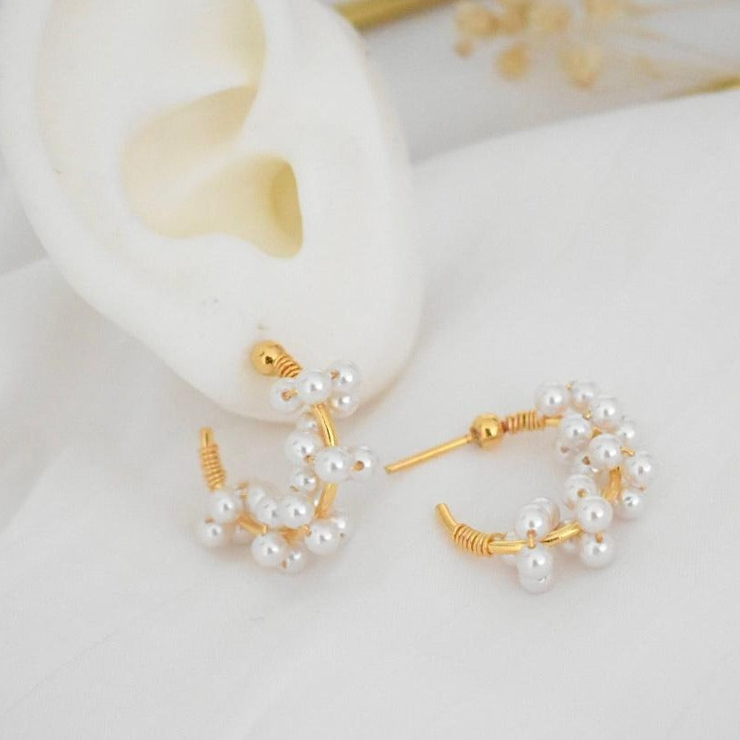 Argolla en rodio dorado con perlas Z