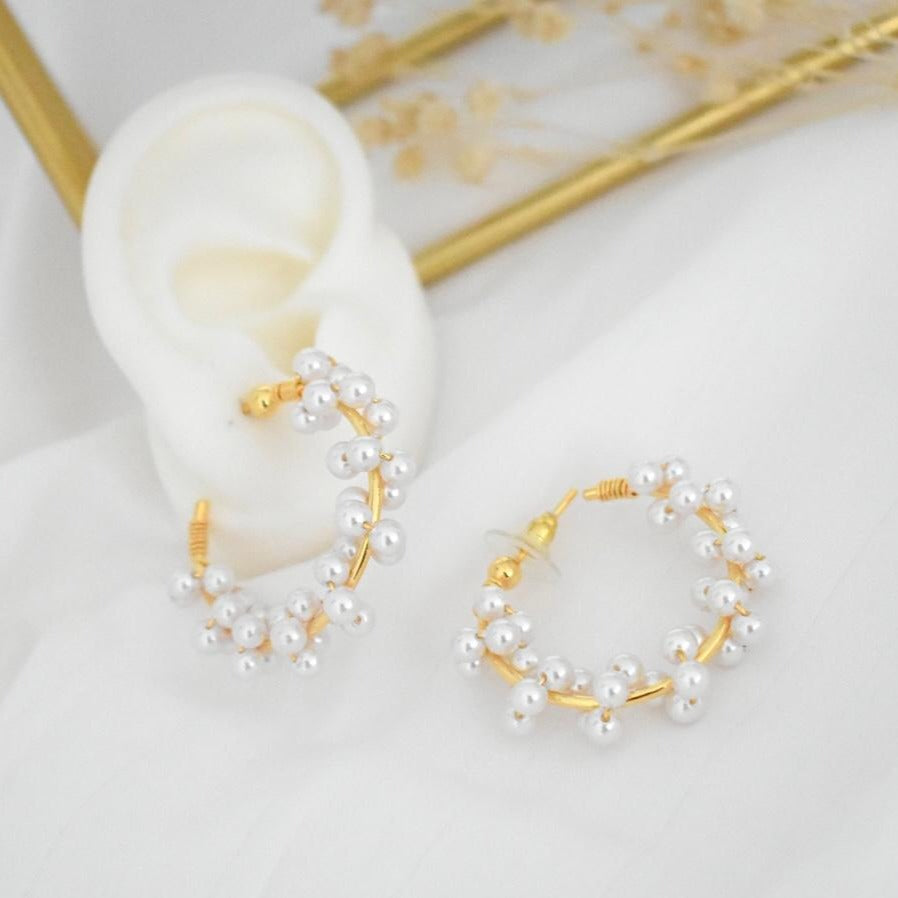 Argolla en rodio dorado con perlas Z