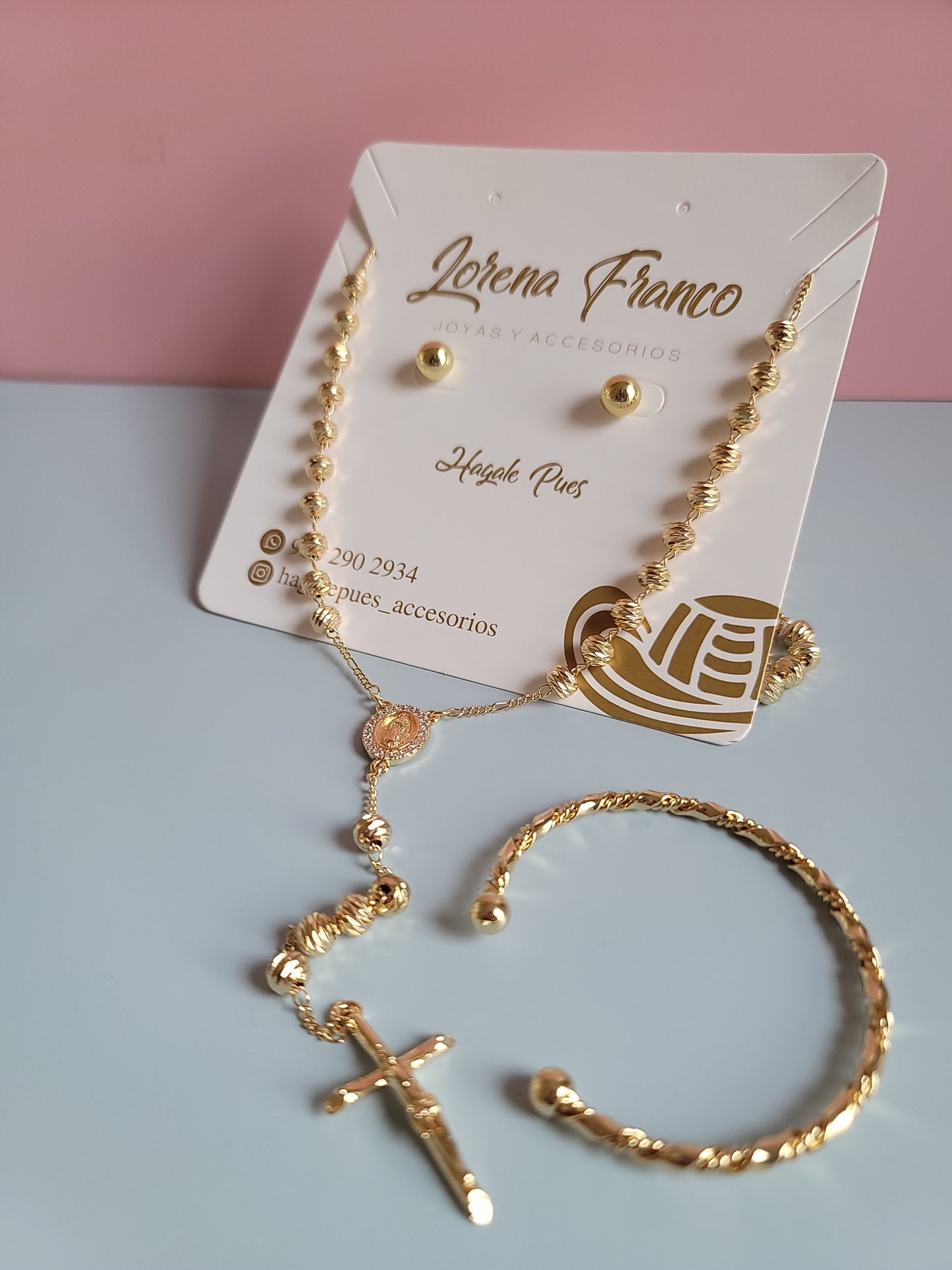 Set Rosario, Aretes y Pulsera