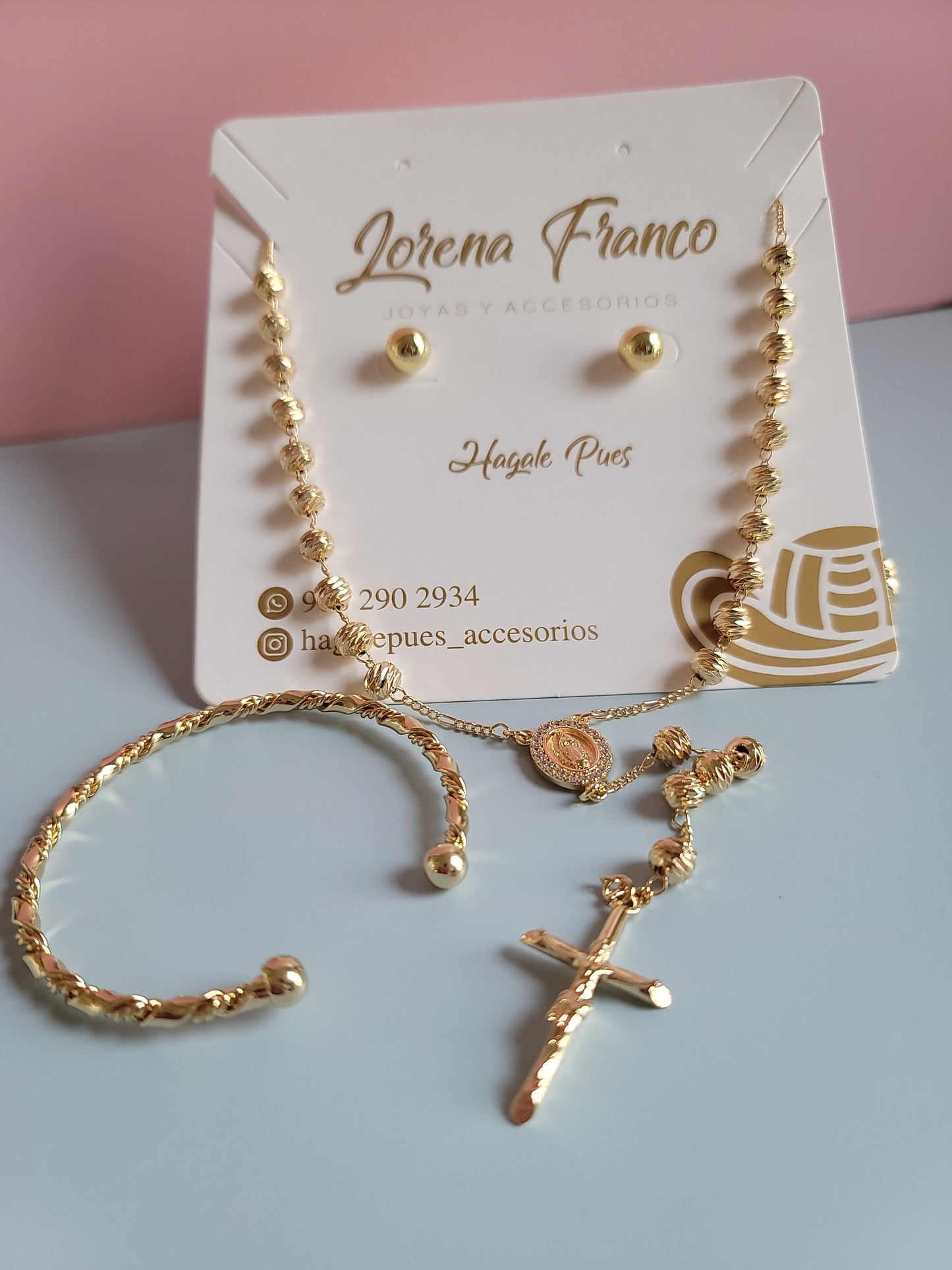 Set Rosario, Aretes y Pulsera