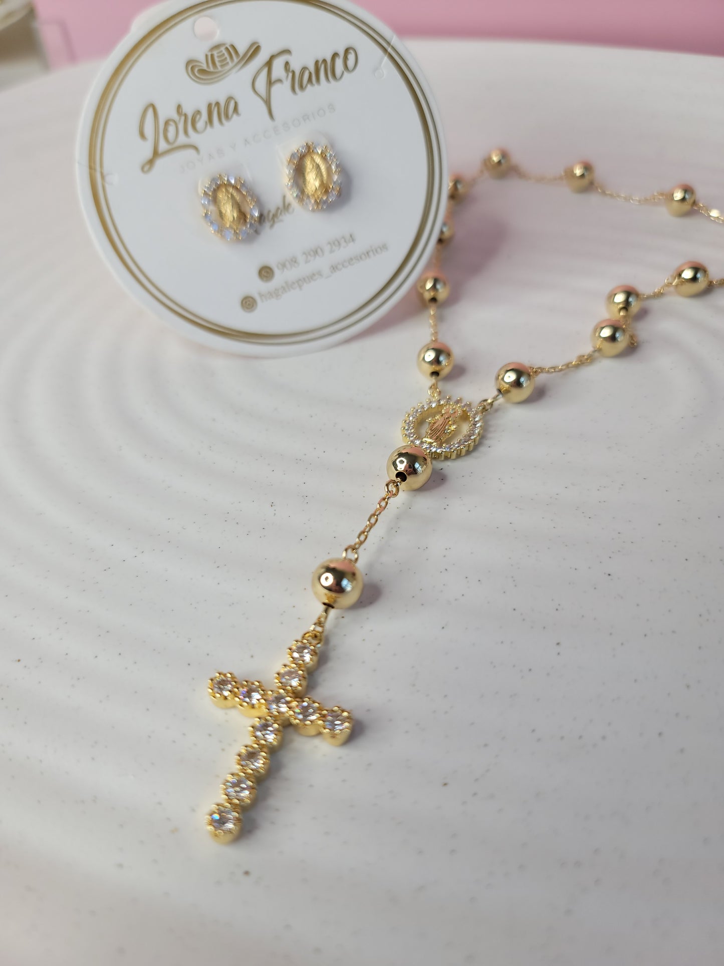 Set Rosario de Mano Balines y Zircon