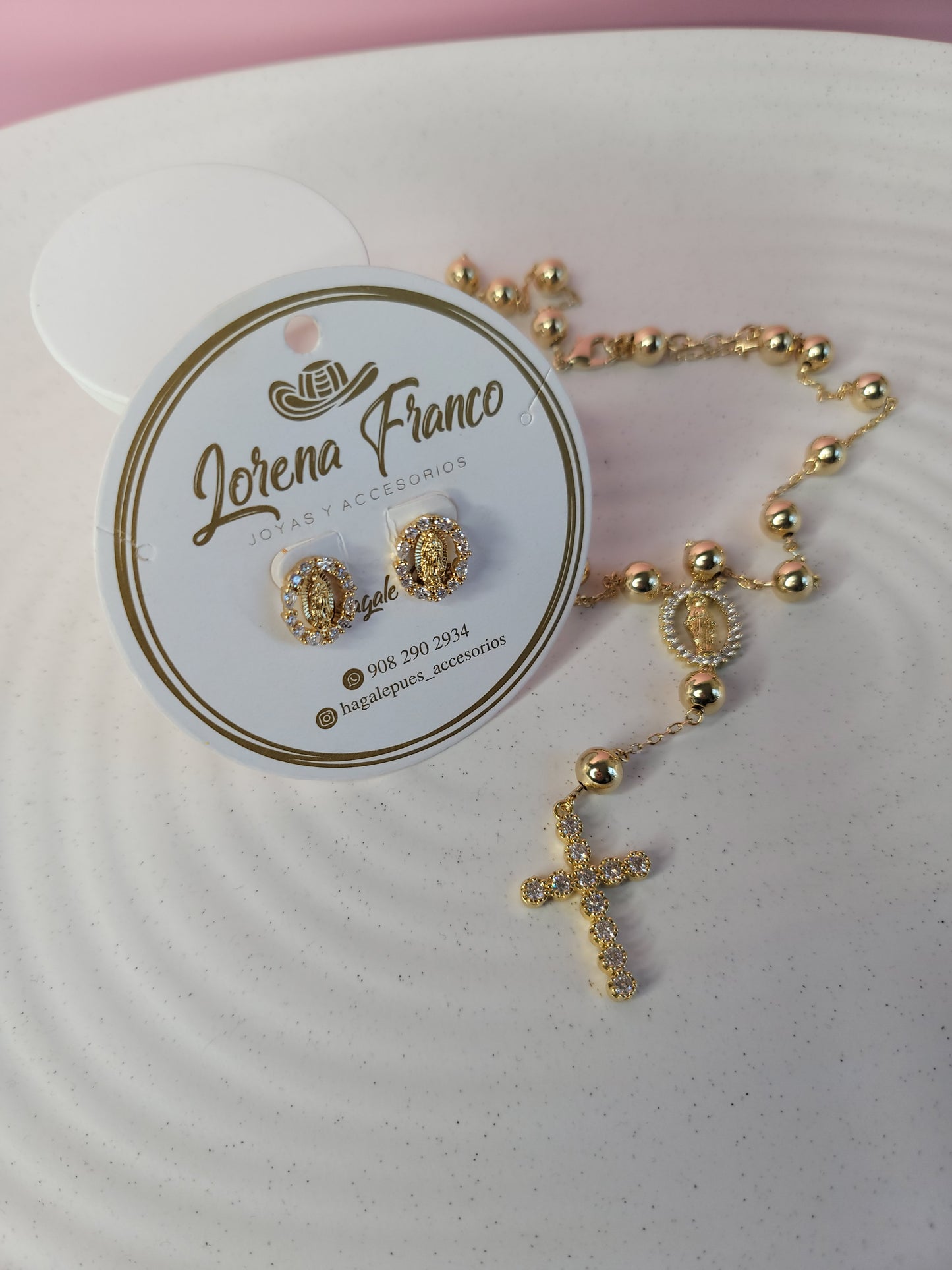 Set Rosario de Mano Balines y Zircon