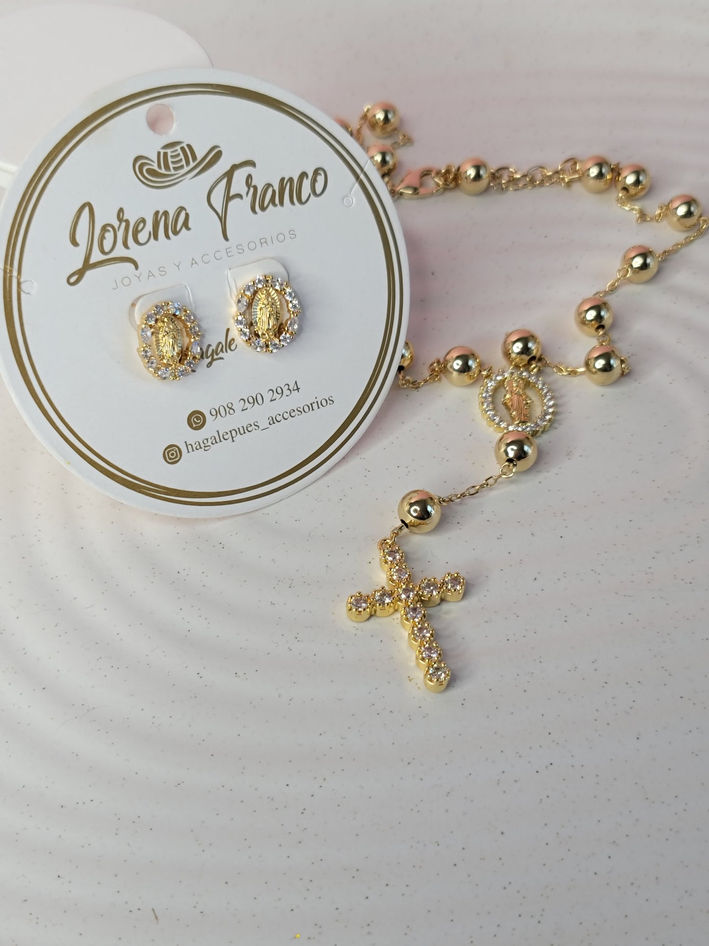 Set Rosario de Mano Balines y Zircon