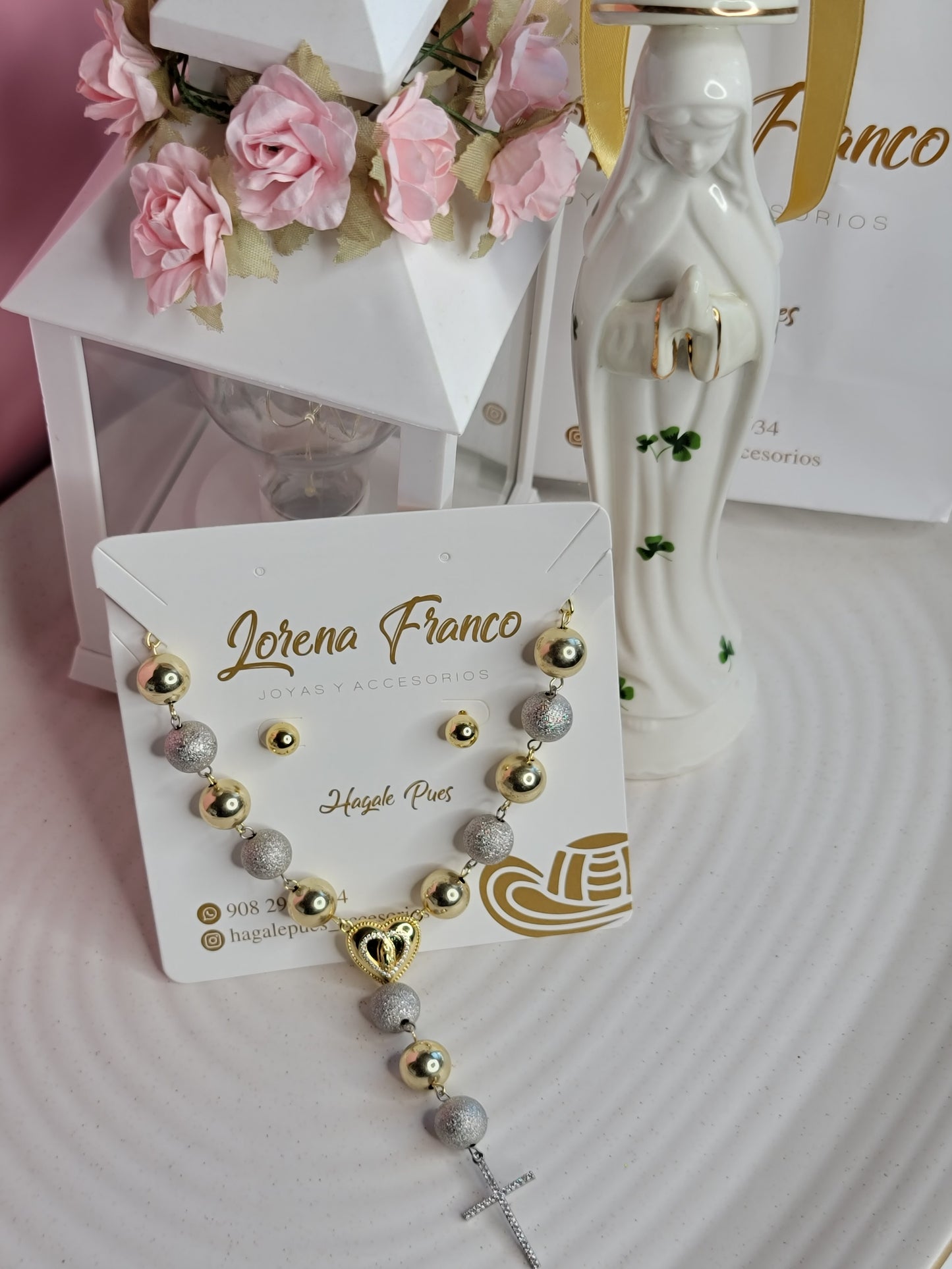 Set Rosario Chunky Silver y Gold