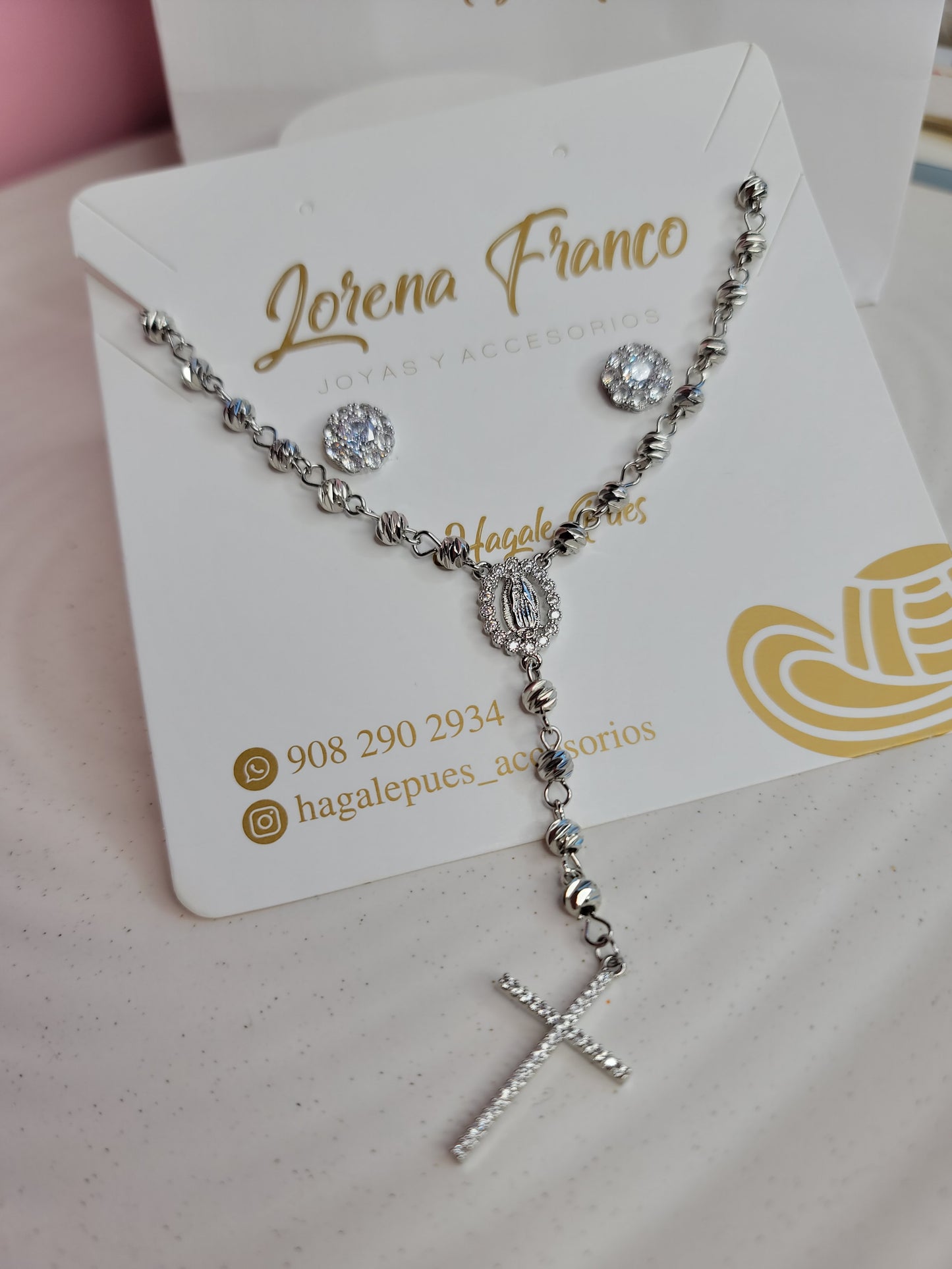 Set Rosario Silver con Zircon