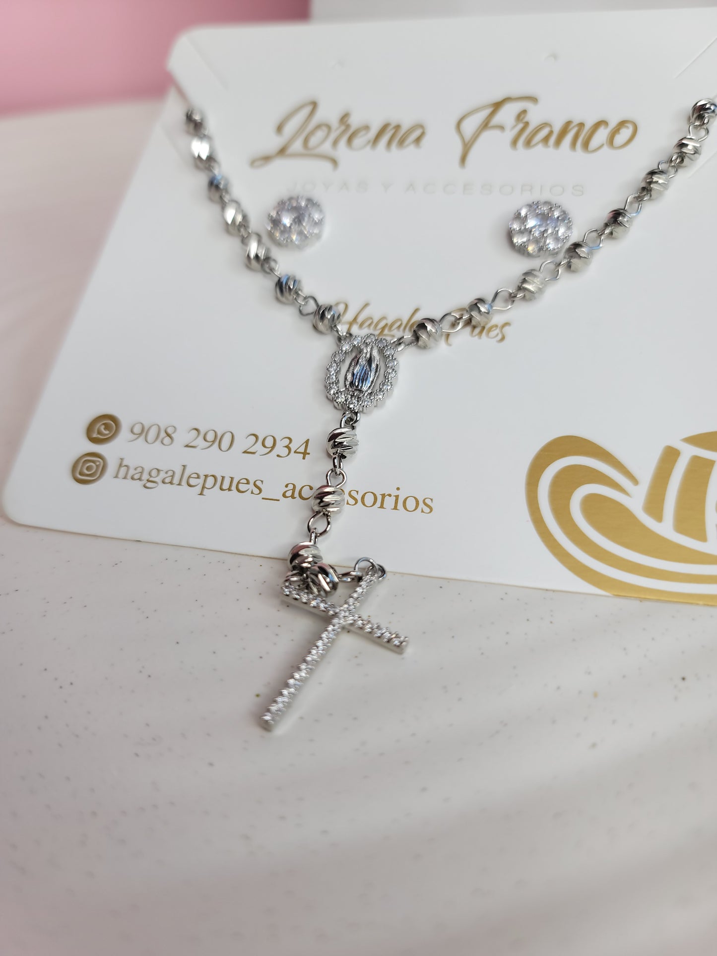 Set Rosario Silver con Zircon