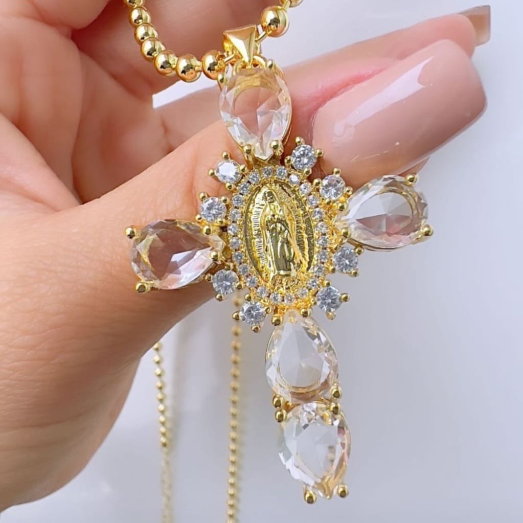 Cadena cruz de piedras C
