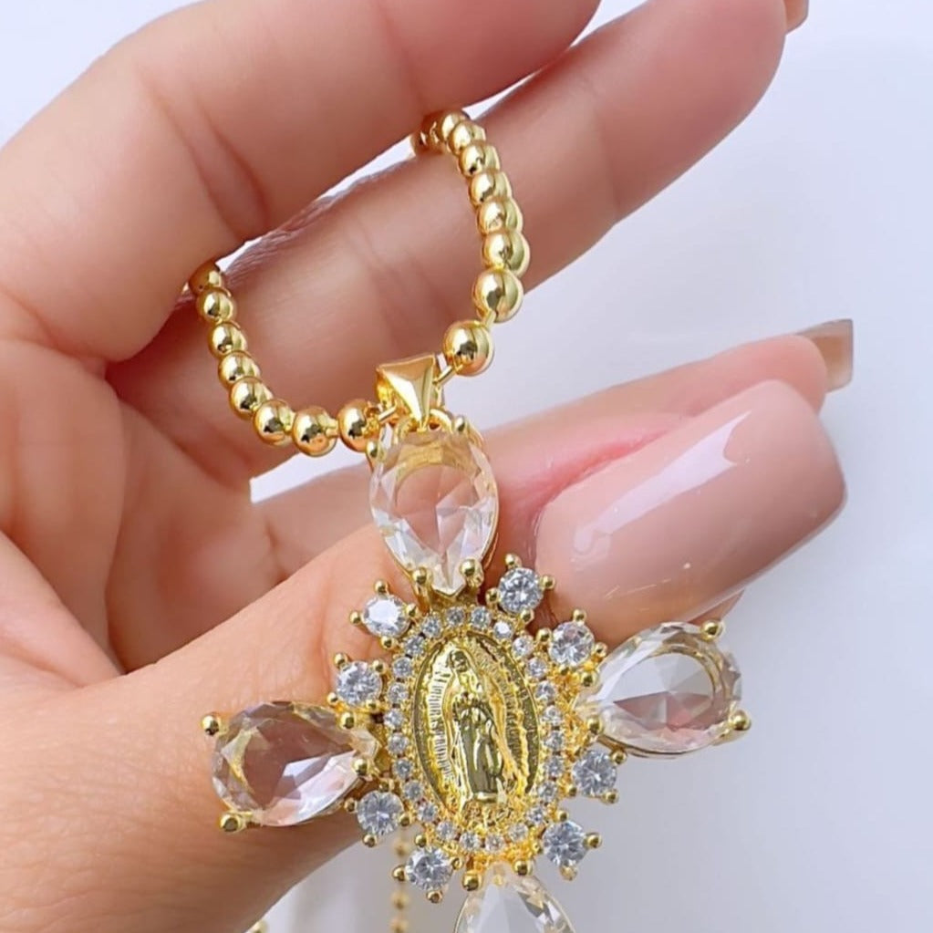 Cadena cruz de piedras C