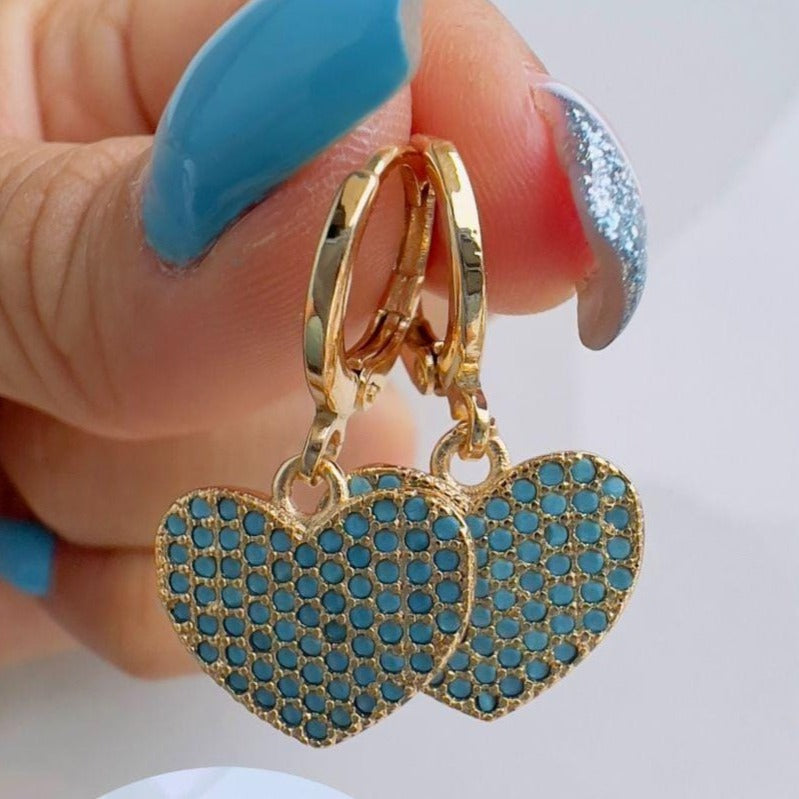 Aretes corazón azul Z