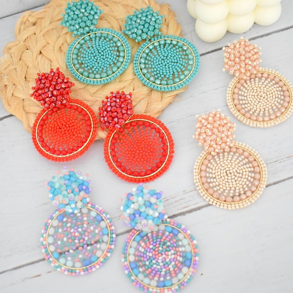 Aretes mostacillas tejidos de colores Z