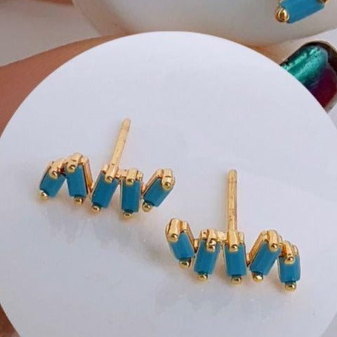 Aretes piedras largas azul turquesa Z