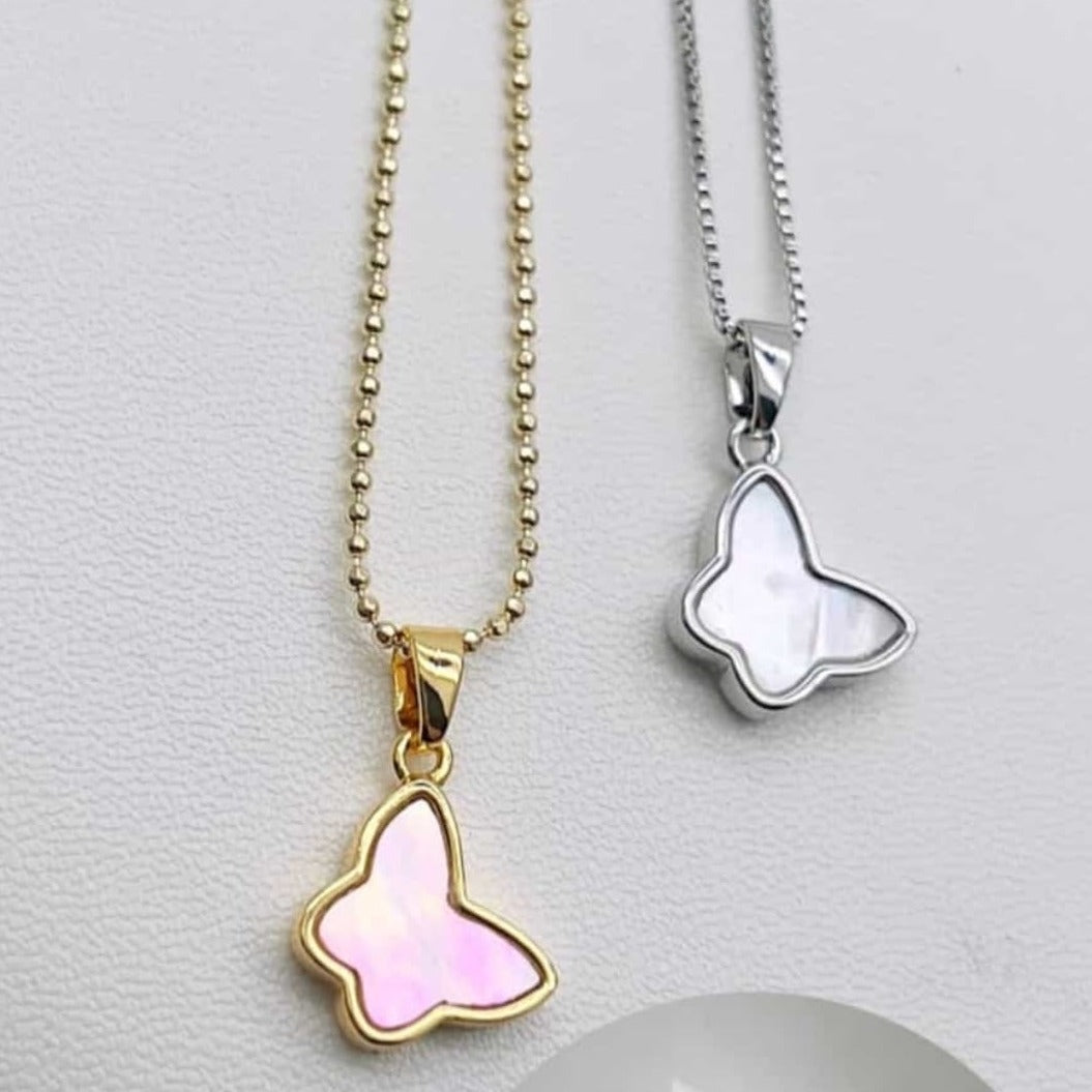 Cadena balin con mariposa silver rodio C