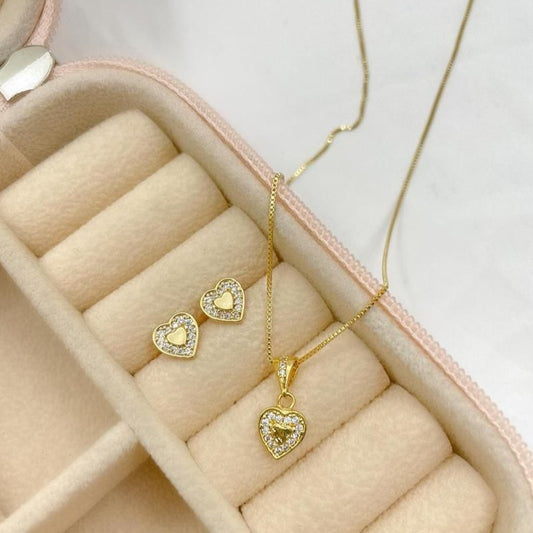 Doble corazón de Oro Laminado
