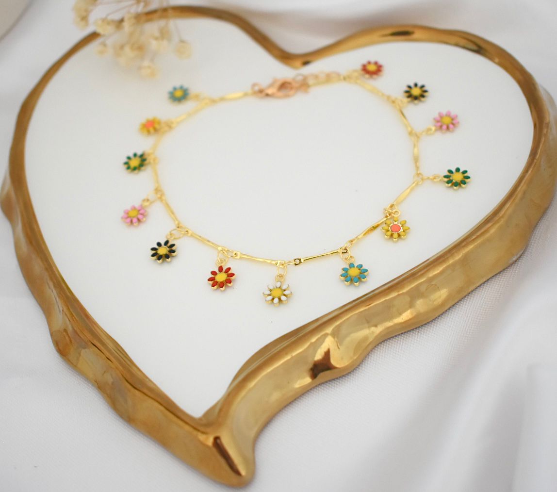 Colorful daisy anklet T