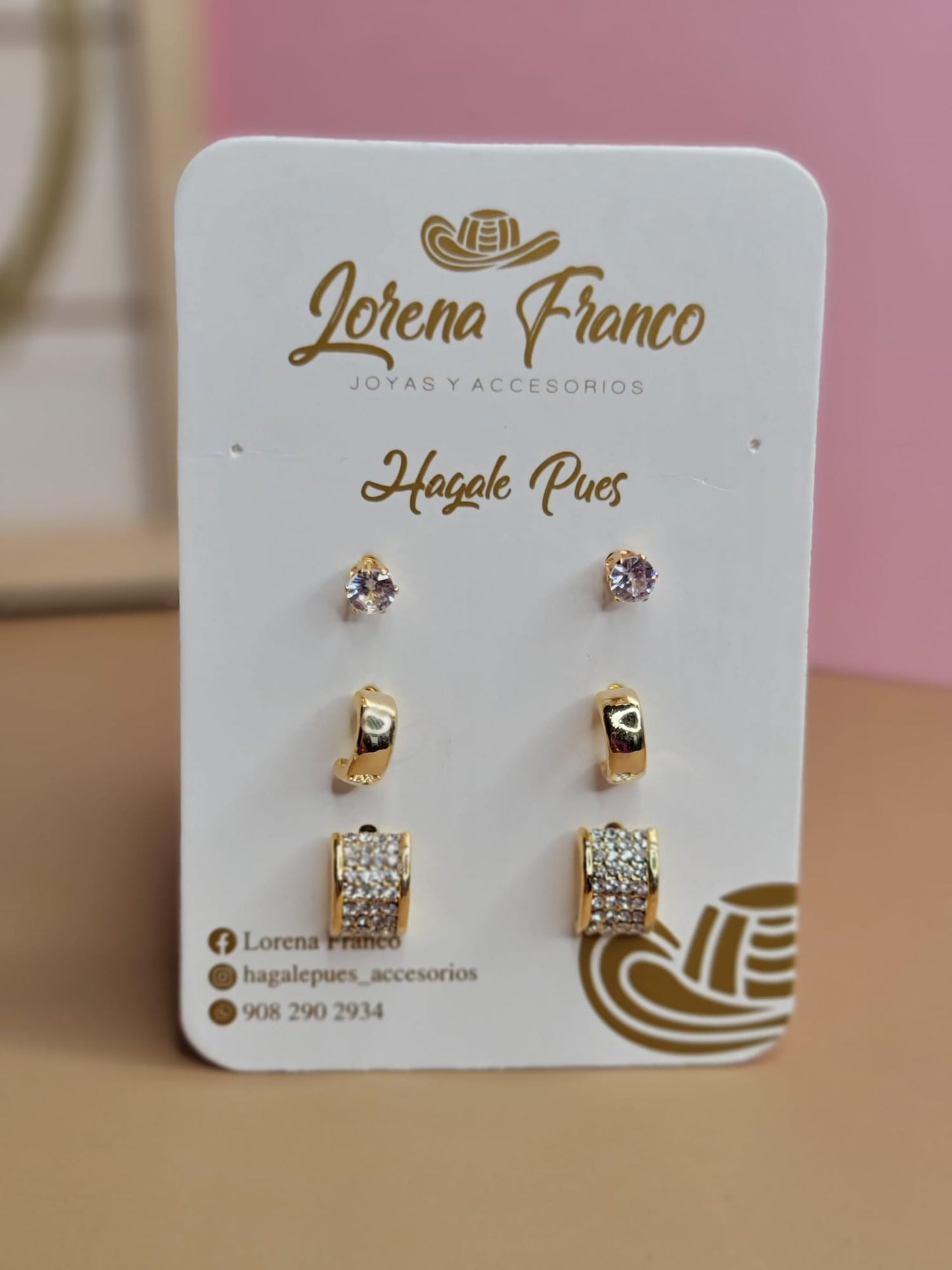 Set Trio de aretes Dorados