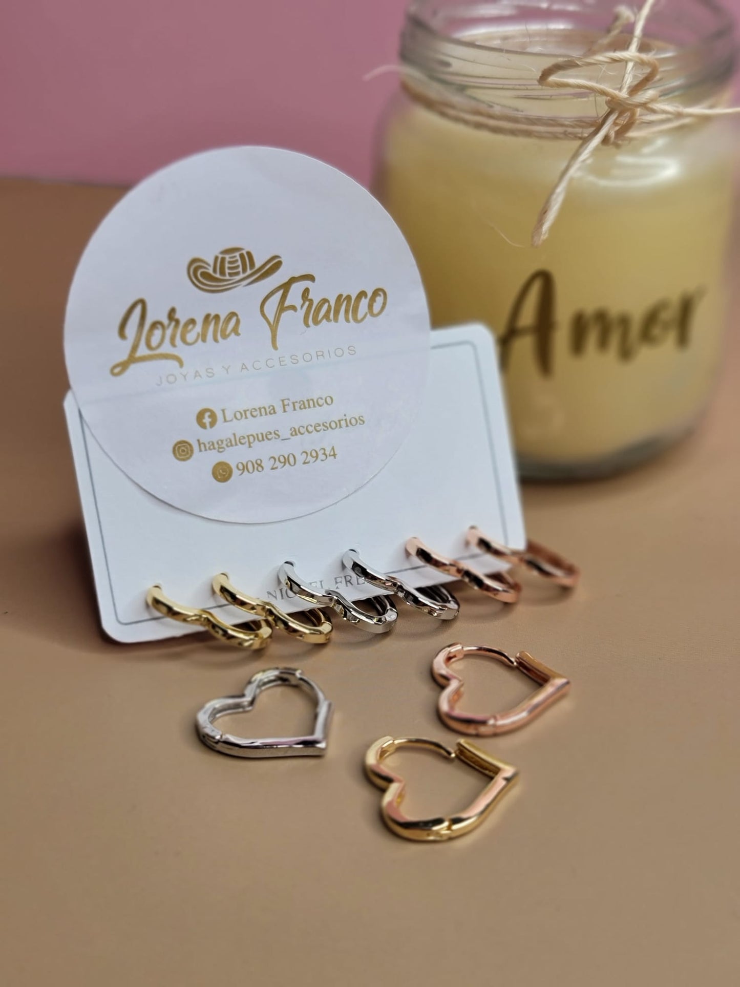 Set Trio de corazon aretes