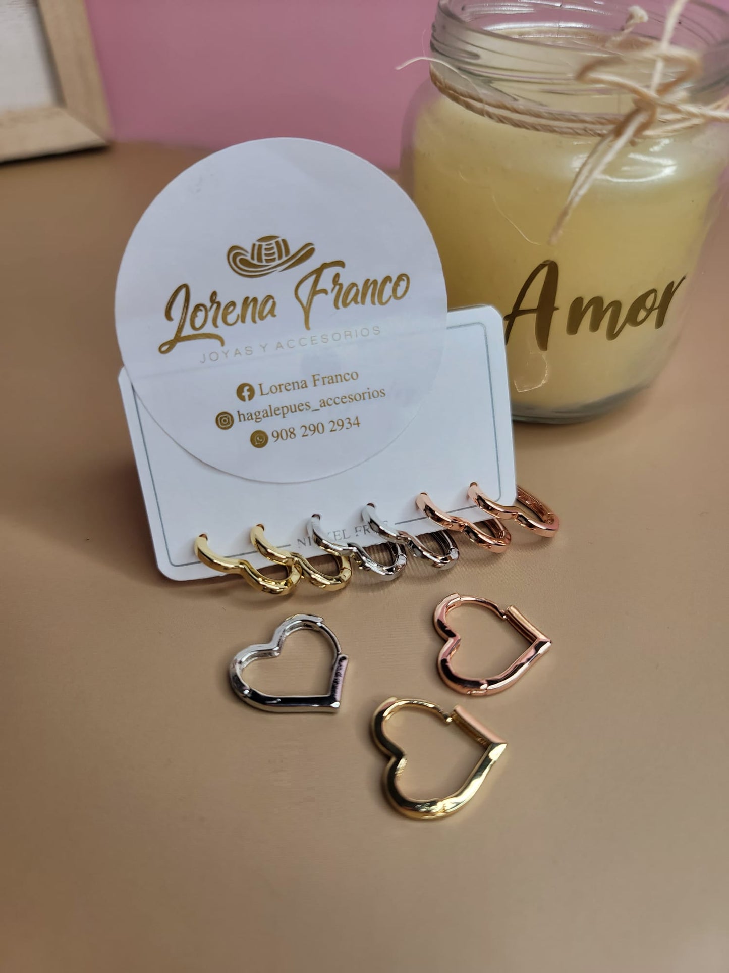 Set Trio de corazon aretes