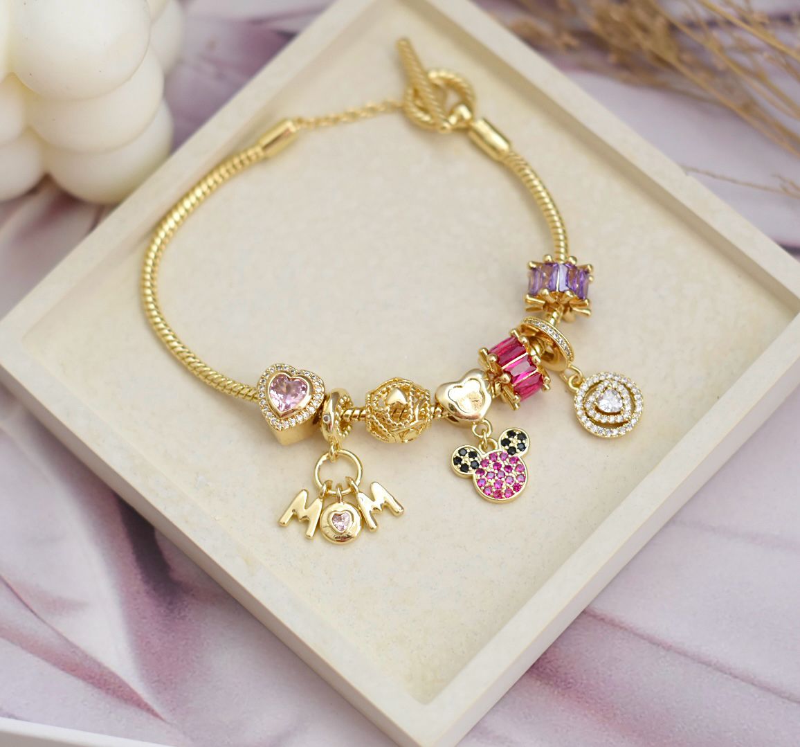 Pulsera dije mama dorada P
