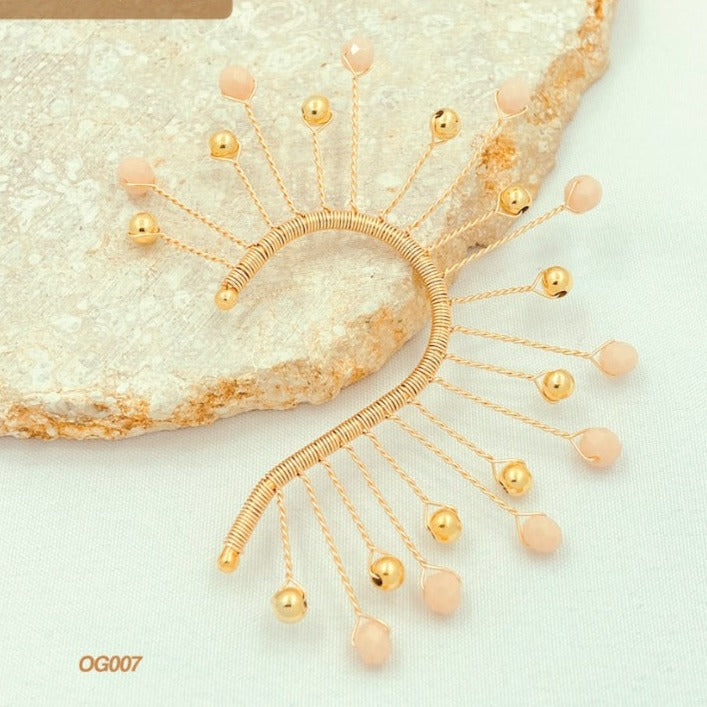Orejero piedra rosa y balin Ear Cuff ACuff