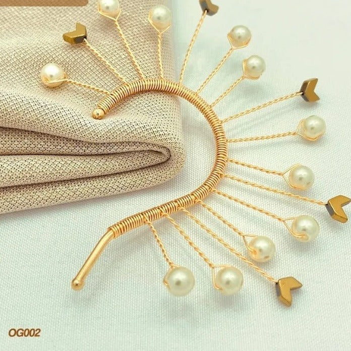 Orejero piedra cafe con forma y ojas Ear Cuff ACuff