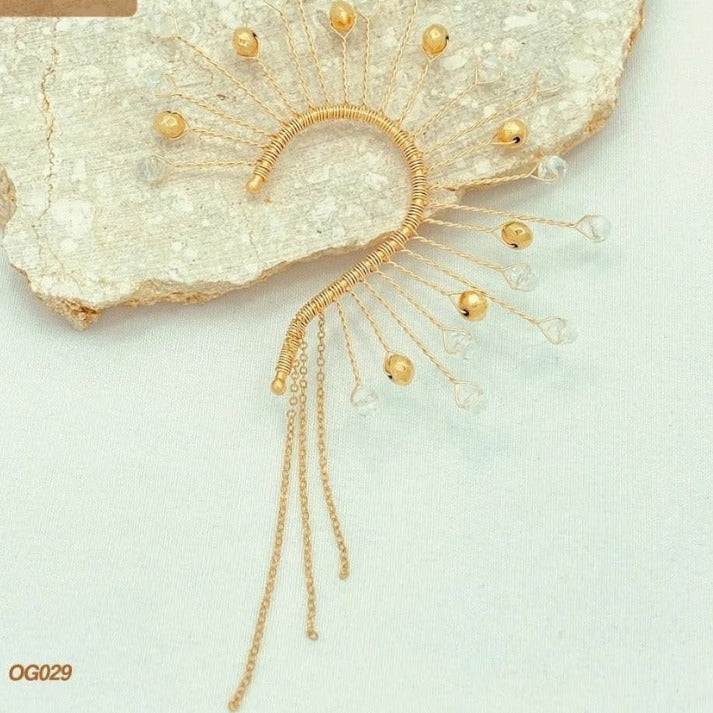 Orejero piedra traparente colgante Ear Cuff ACuff