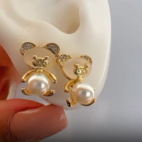 Arete osos con perlas Z