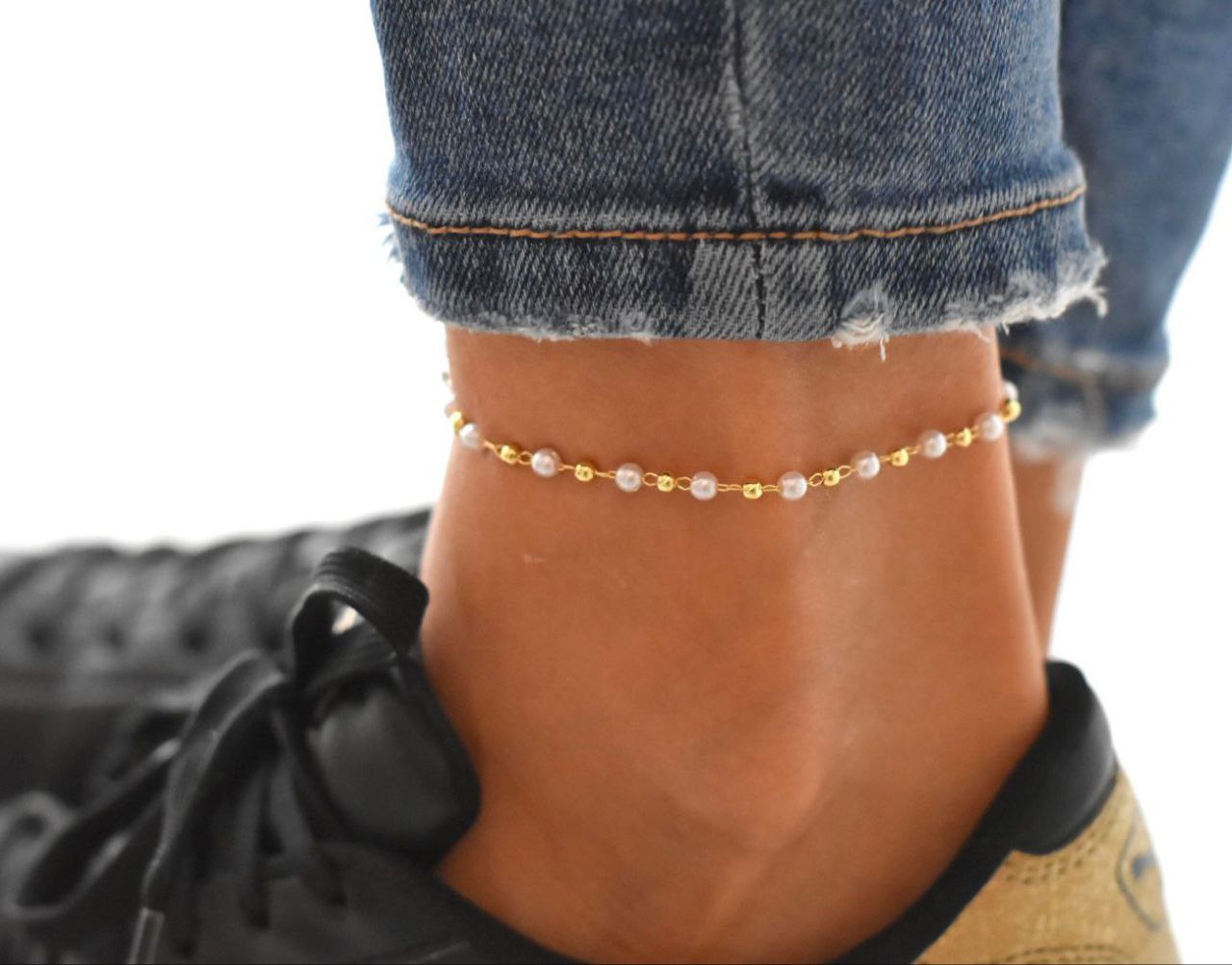 T Shapes and Nuggets Anklet
