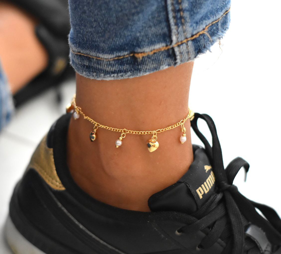 Hearts and Dangling Nuggets Anklet T