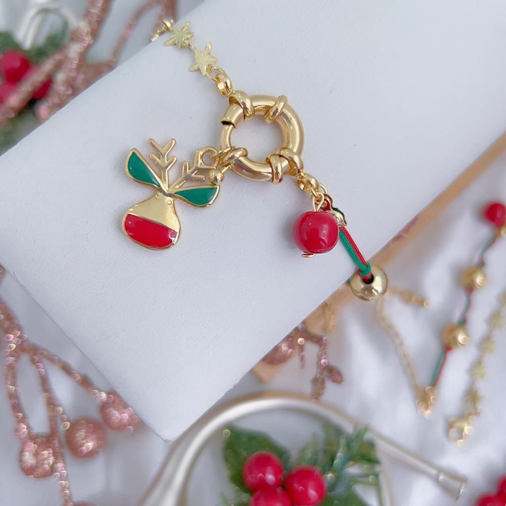 Pulsera Aro y Renito Colgante Navidad