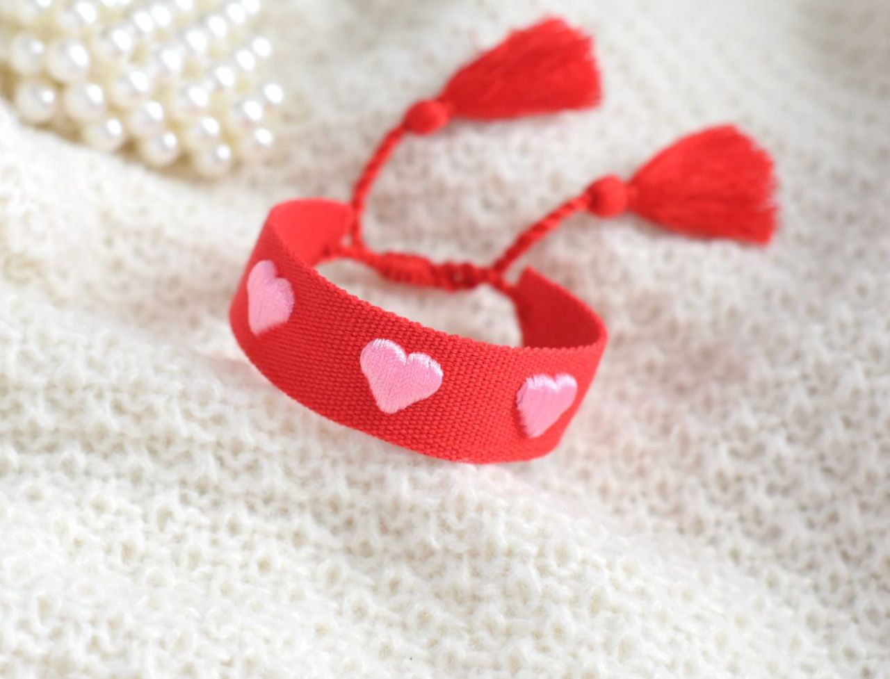 Brazalete Tejido Corazones P
