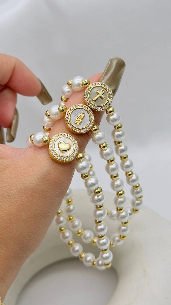Pulseras Perlas Religiosas P