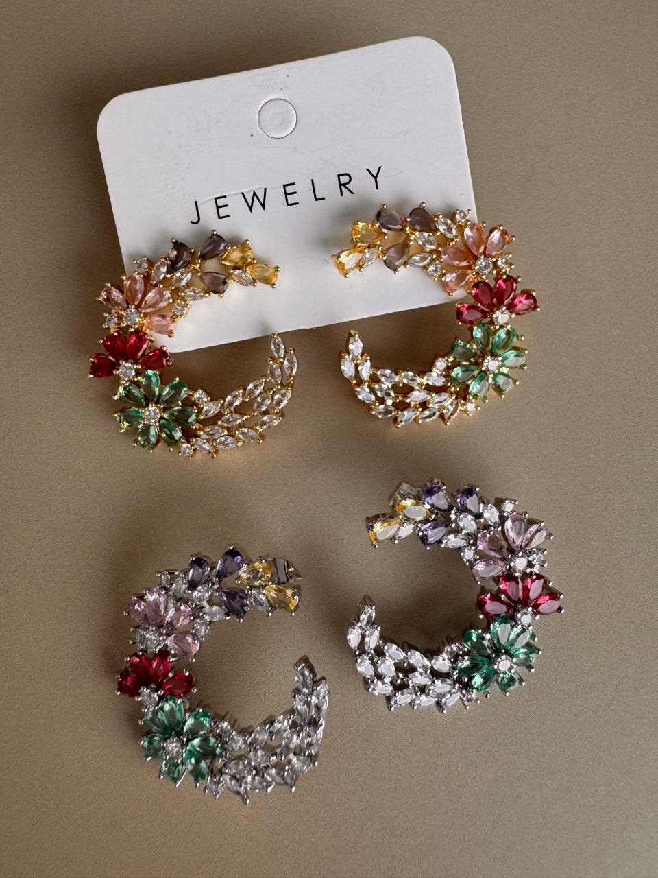 Z heart stone teddy bear earring