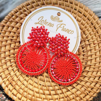 Woven earring with Z beads