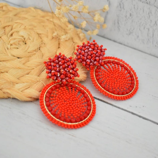 Woven earring with Z beads