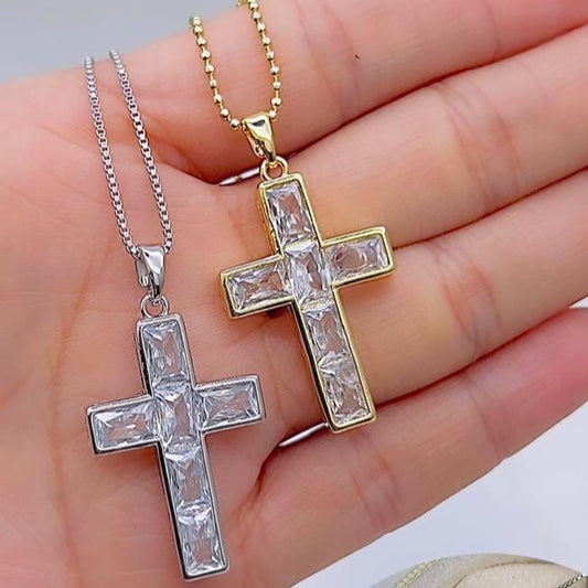 Large Stone Cross Chain C