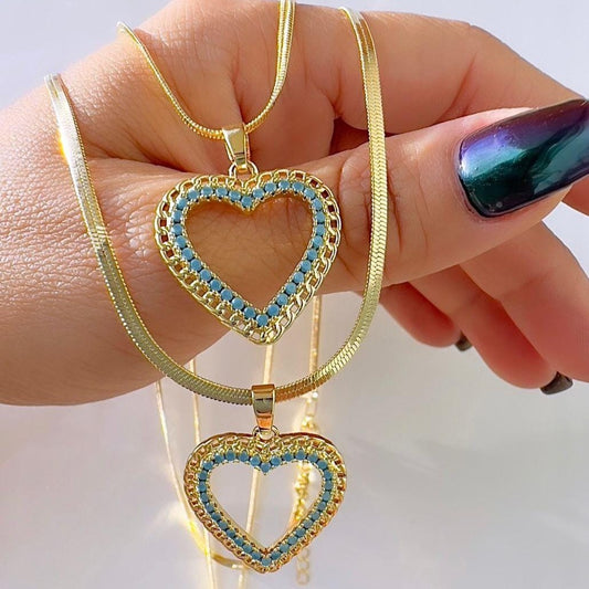 Mirror chain with heart pendant C