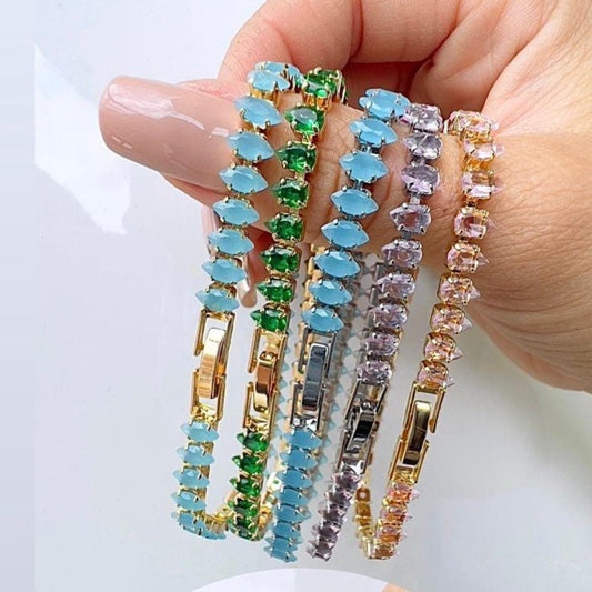 Pulseras piedras rombo de colores P