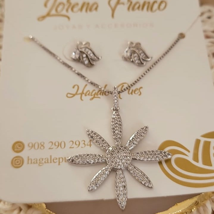 Set Silver Cadena y Aretes