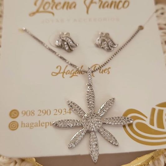 Set Silver Cadena y Aretes