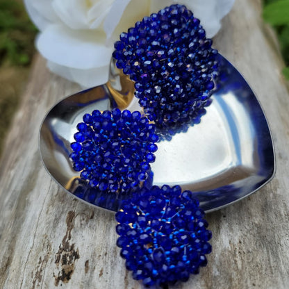 Set blue navy, bronce y baño de 24K