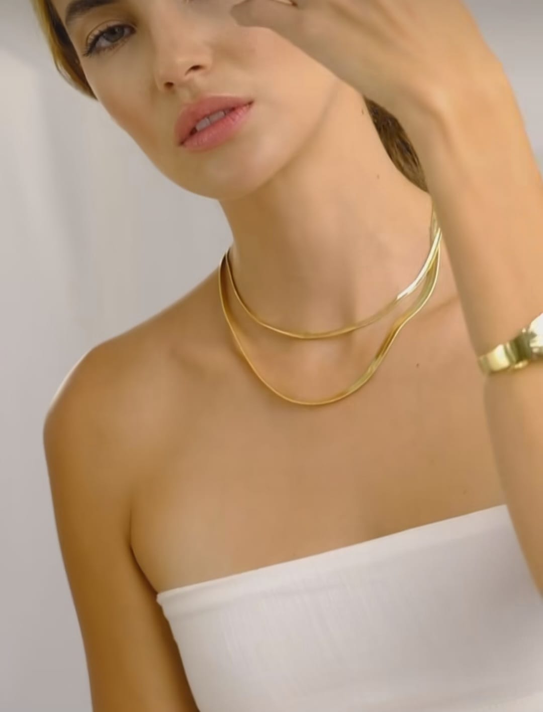 Collar Cadena Combinada Oro y Perlas Baño Oro 18k