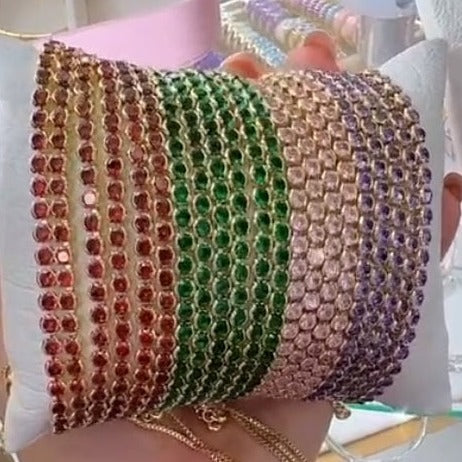 Pulseras en rodio con piedras de colores P