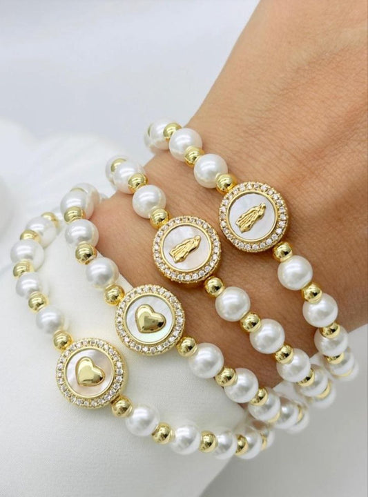 Pulseras Perlas Religiosas P