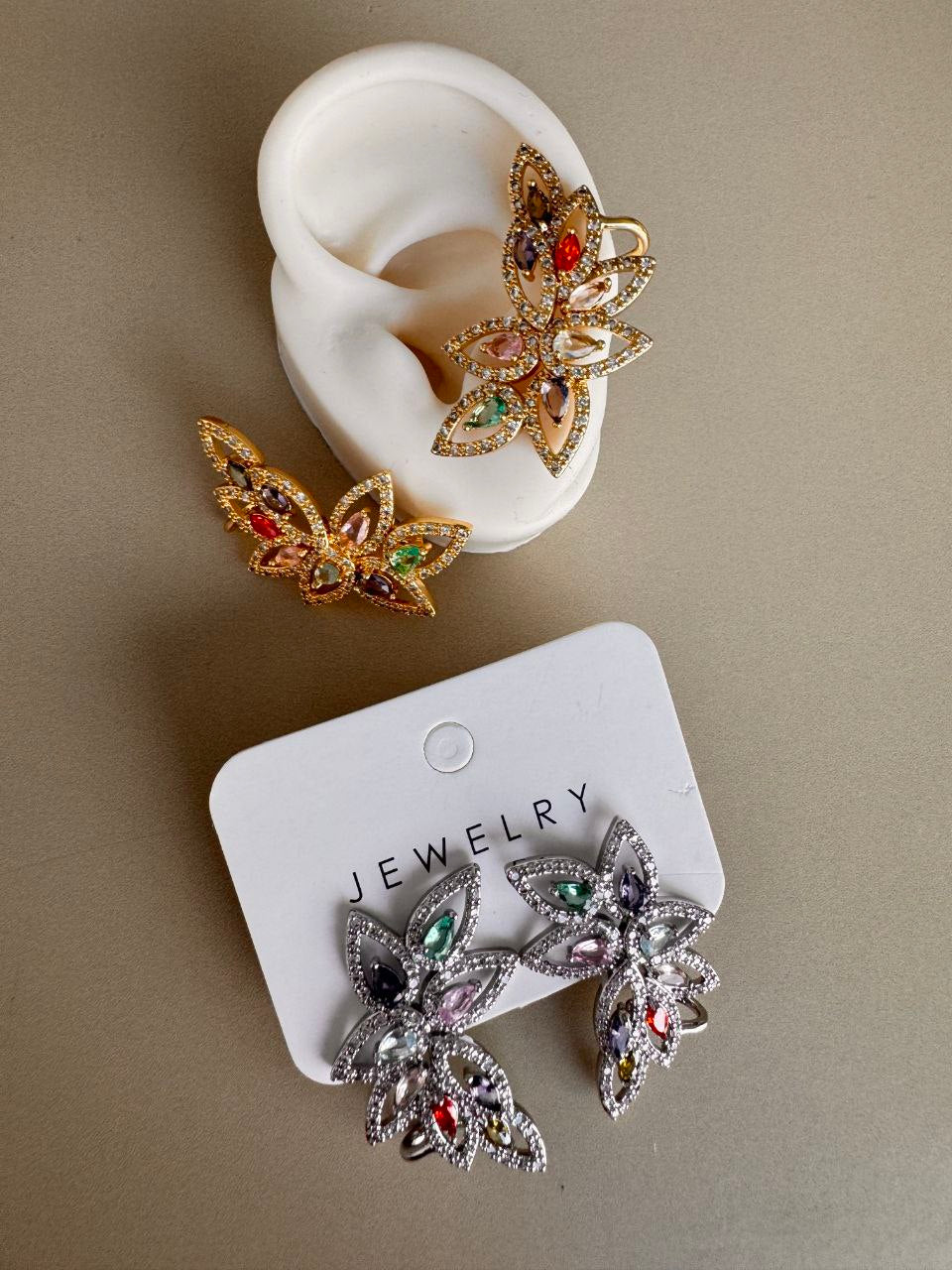 Z heart stone teddy bear earring