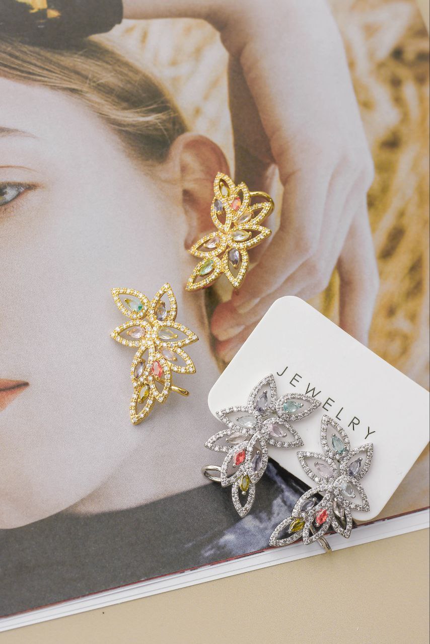 Z heart stone teddy bear earring