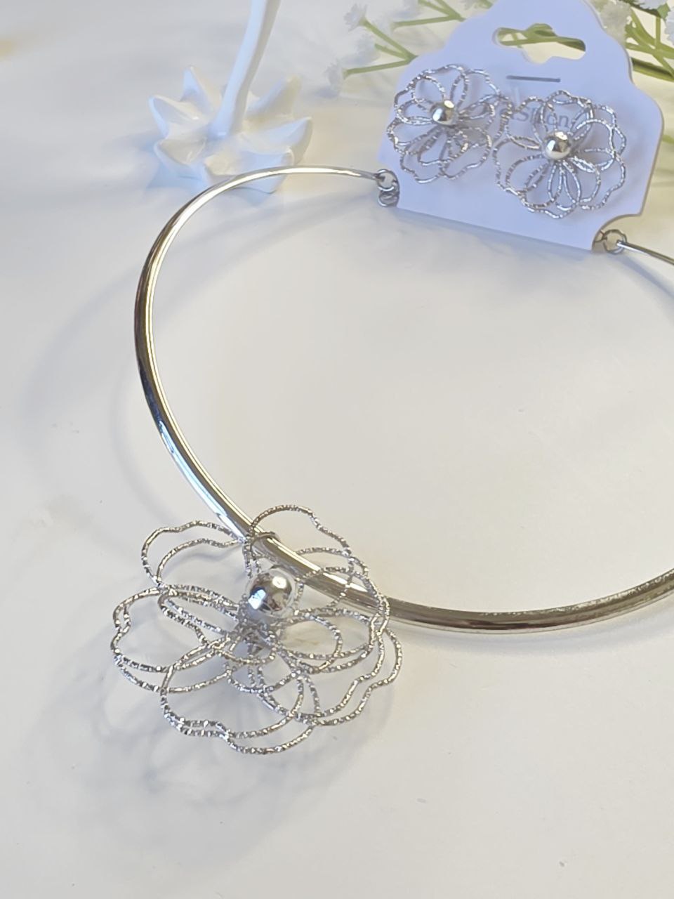 Set Gargantilla Flor Alambrismo