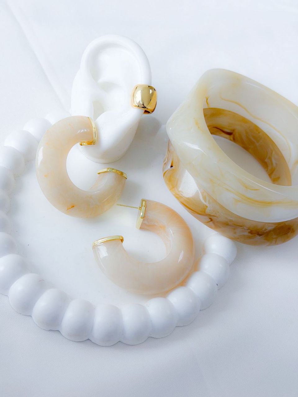 Set Acrílico Aretes y Brazalete