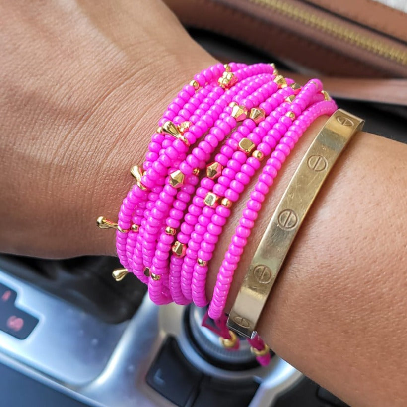 Pulseras en mostacilla de colores P